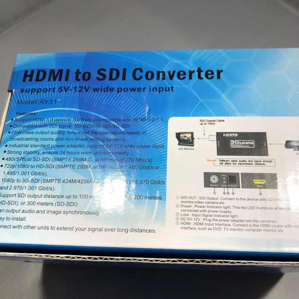 HDMI to SDI Converter AY31 3G-SDI HD-SDI Support 5V-12V Wide Power Input New